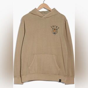 Lucky Brand Tan Hooded Sweatshirt with Tiger Patch